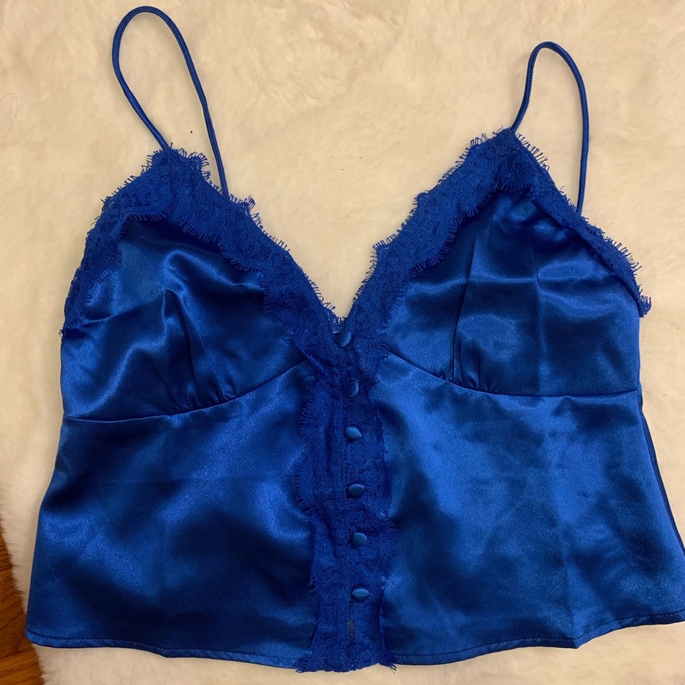 Blue satin cami blouse